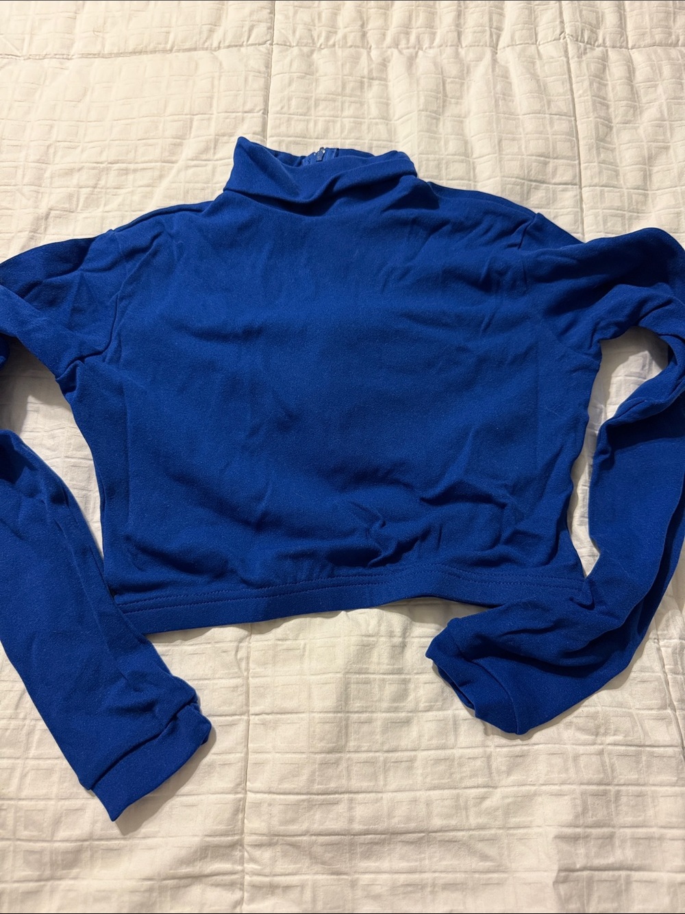 Royal Blue Turtleneck Cropped Long-Sleeve Top